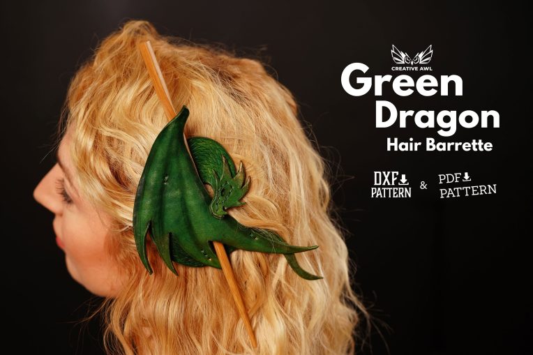 Green Dragon Hair Barrette  [PDF & DXF pattern]